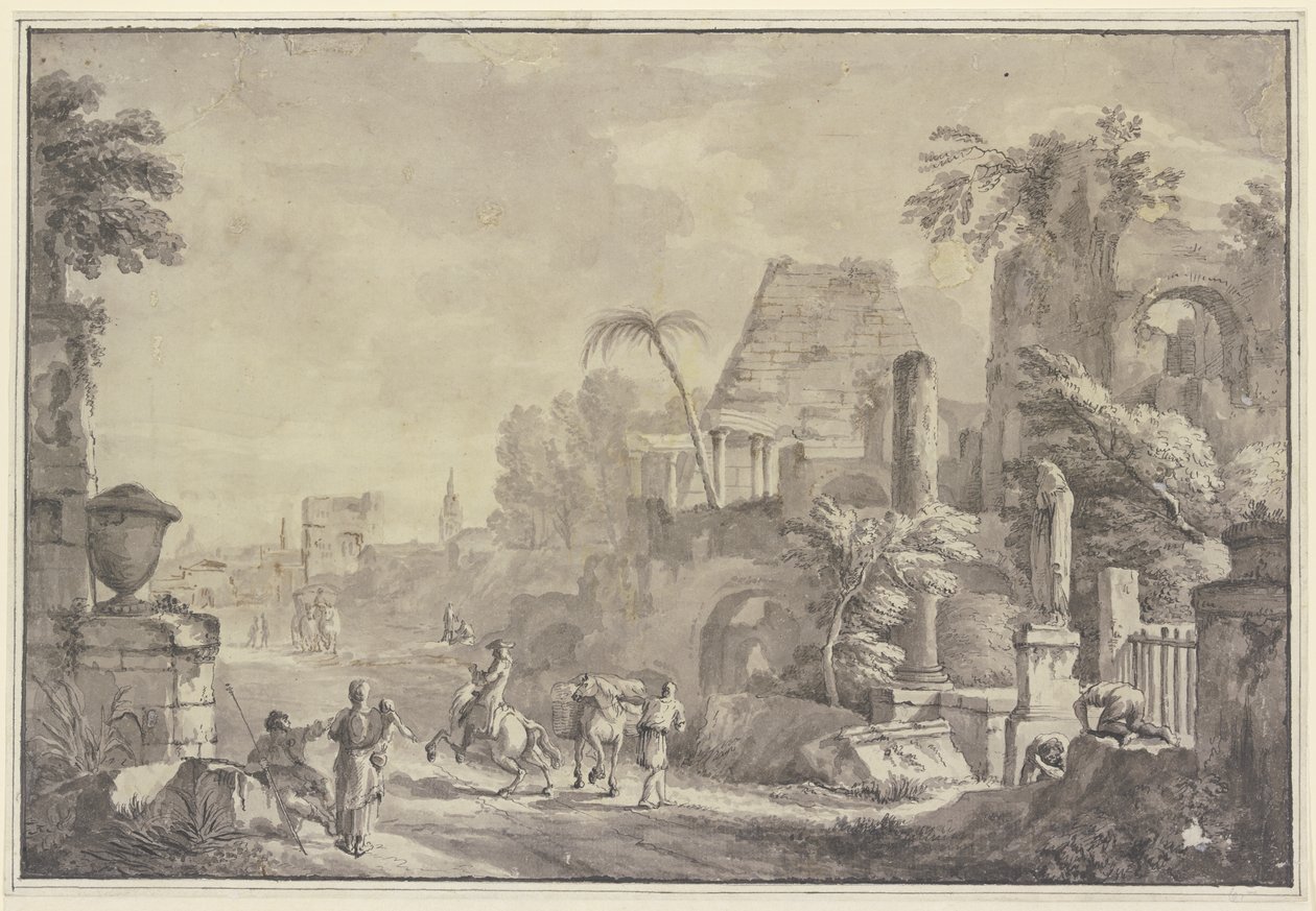Heroisk landskab af Hubert Robert