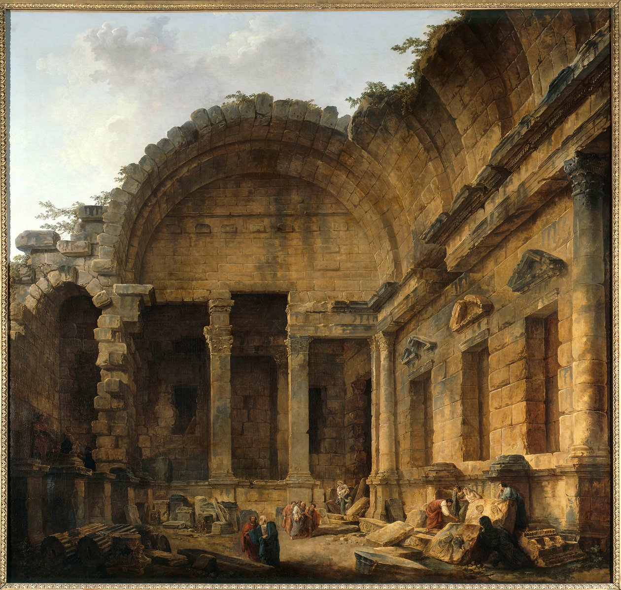 Interiør af Diane a Nimes-templet Maleri af Hubert Robert (1733-1808) Søn. 2,42 x 2,42 m. Paris. Musee du Louvre - Interiør af Dianatemplet i Nimes. Maleri af Hubert Robert (1733-1808). 2,42 x 2,42 m. Louvre-museet, Paris af Hubert Robert