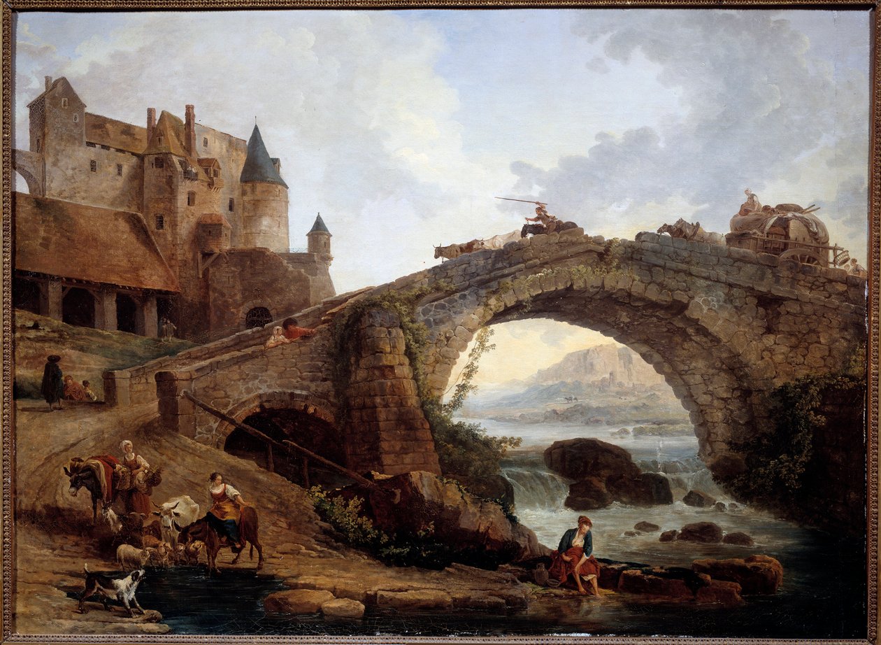 Landskab med bromaleri af Hubert Robert (1733-1808) 1776 søn. 0,76x1,04 m Montpellier musee Fabre af Hubert Robert