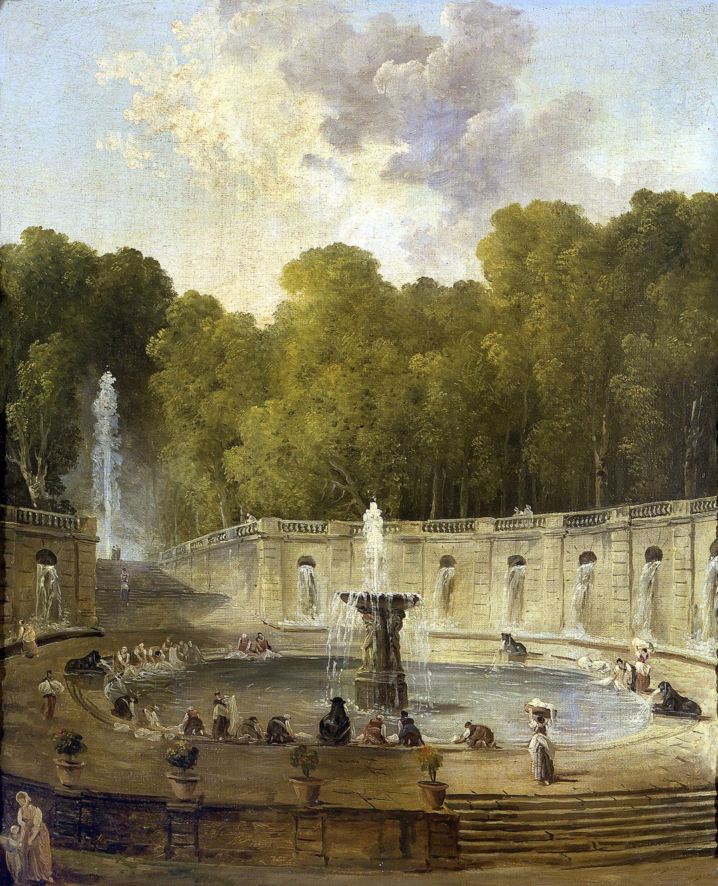 Vaskekvinder i en park - Vaskekvinder i en park - Maleri af Hubert Robert (1733-1808) - ca 1775 - Olie på lærred - 56x45,5 - Petit Palais, Musee des Beaux-Arts de la Ville de Paris af Hubert Robert