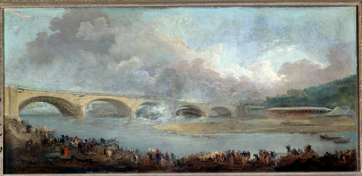 Bestemmelsen af ​​Neuilly-broen den 22.09.1772 Maleri af Hubert Robert (1733-1808) 1772 Søn. 1,13x1,95m Paris, Carnavalet Museum af Hubert Robert