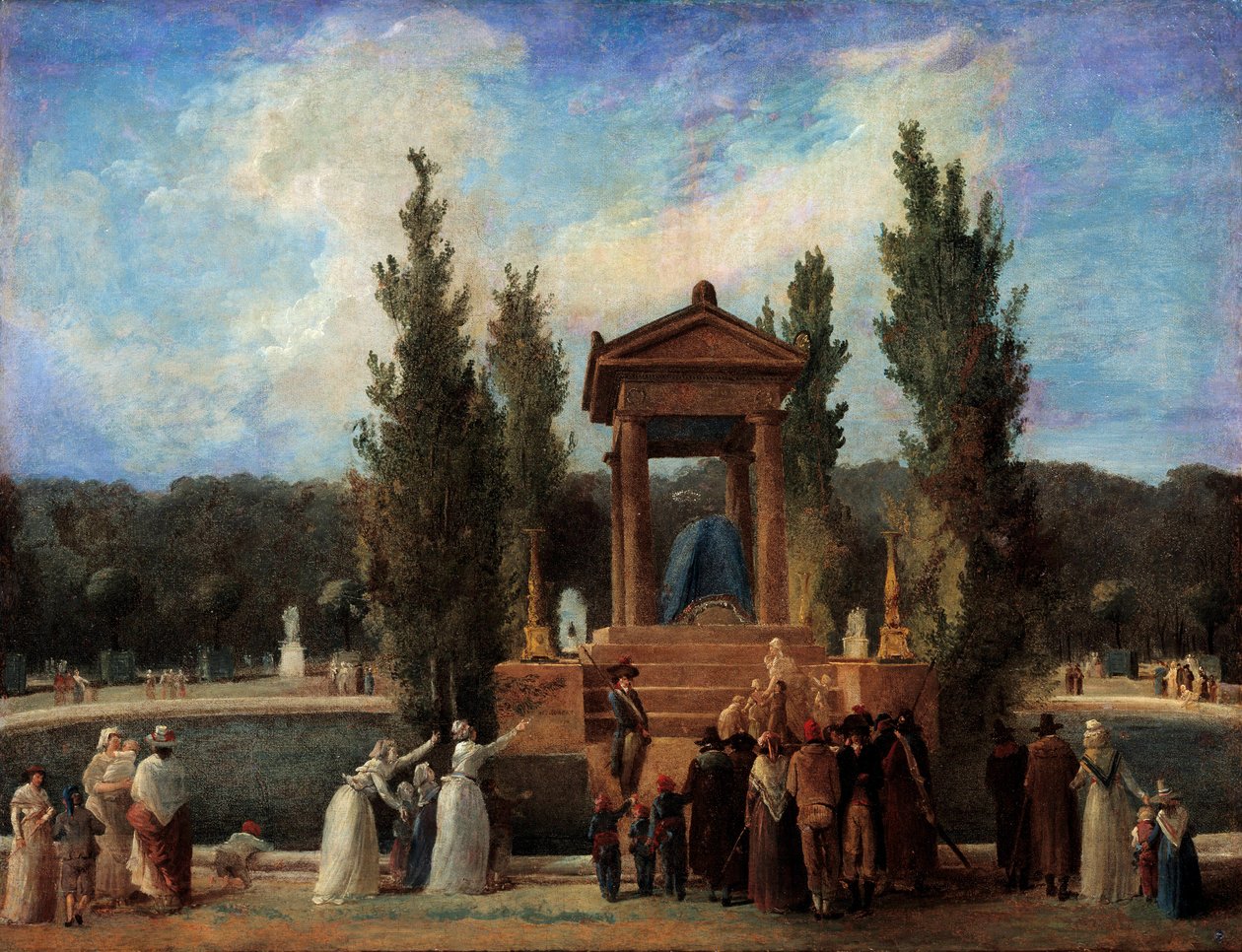 Monument hævet ved Tuilerierne til ære for Jean Jacques Rousseau 10. oktober af Hubert Robert