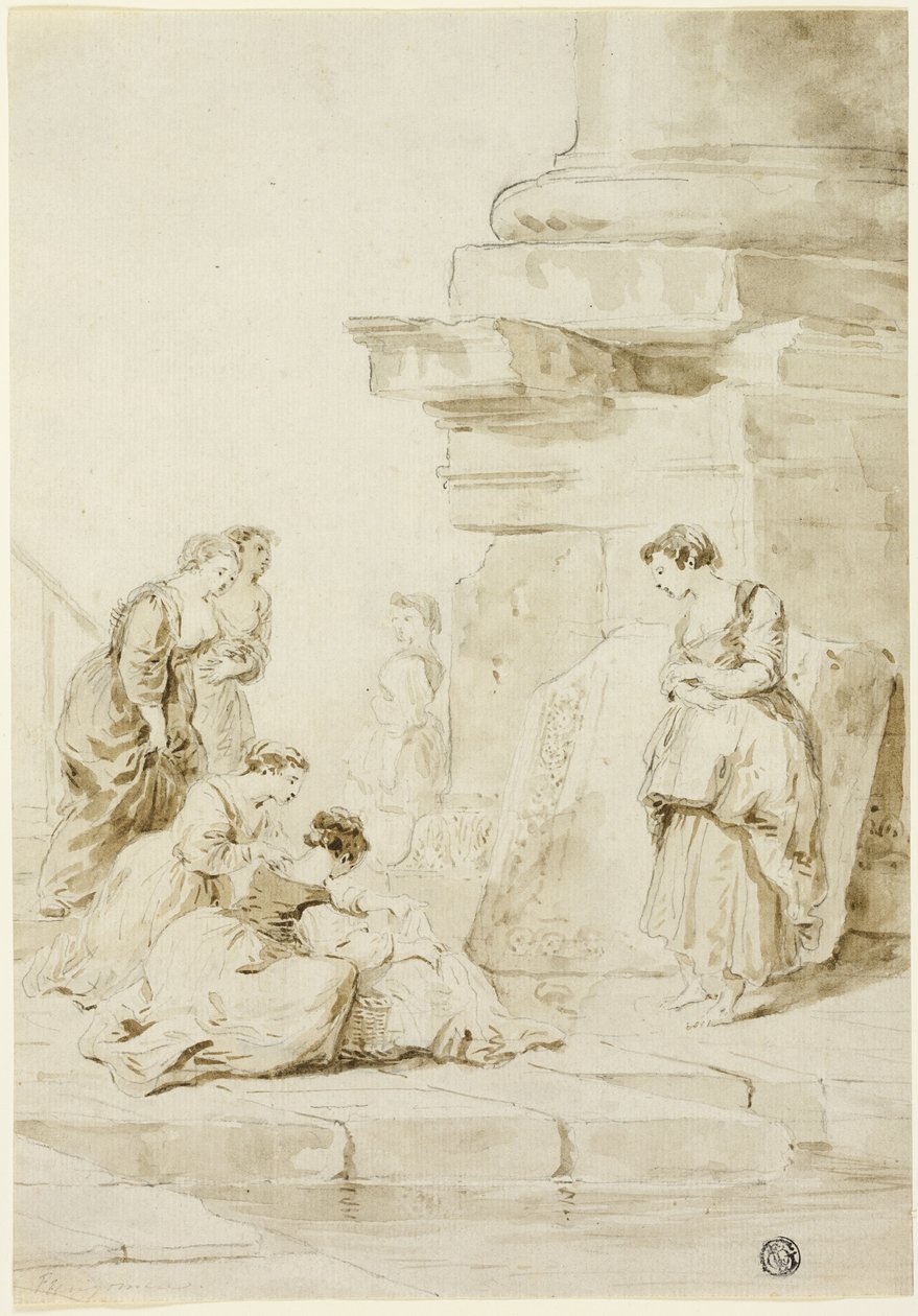Moses frelst fra vandet af Hubert Robert