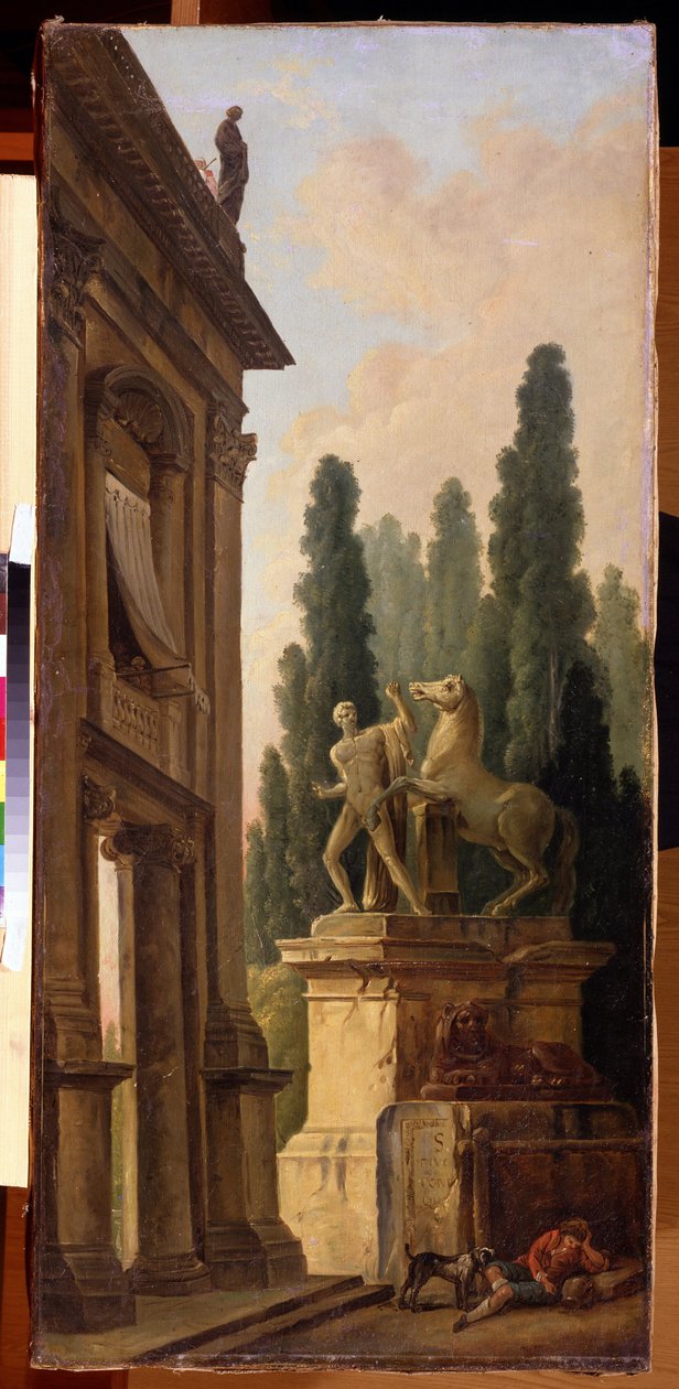 Landskabet. Maleri af Hubert Robert (1733-1808), olie på lærred, ca. 1770-1780, fransk kunst. State Museum Arkhangelskoye Estate, Moskva. af Hubert Robert