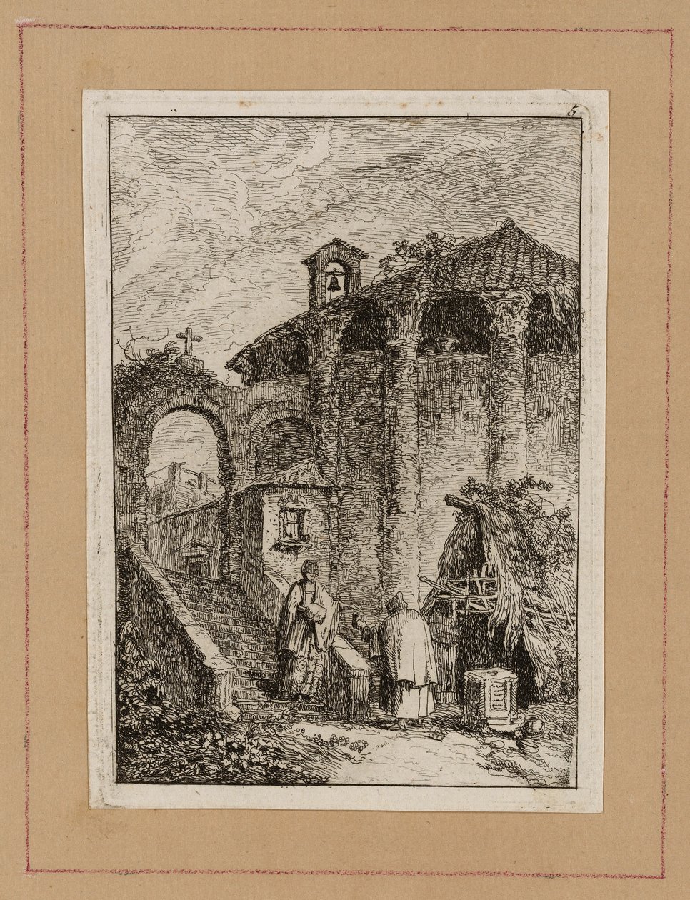 Tallerken fem fra Aftener i Rom af Hubert Robert