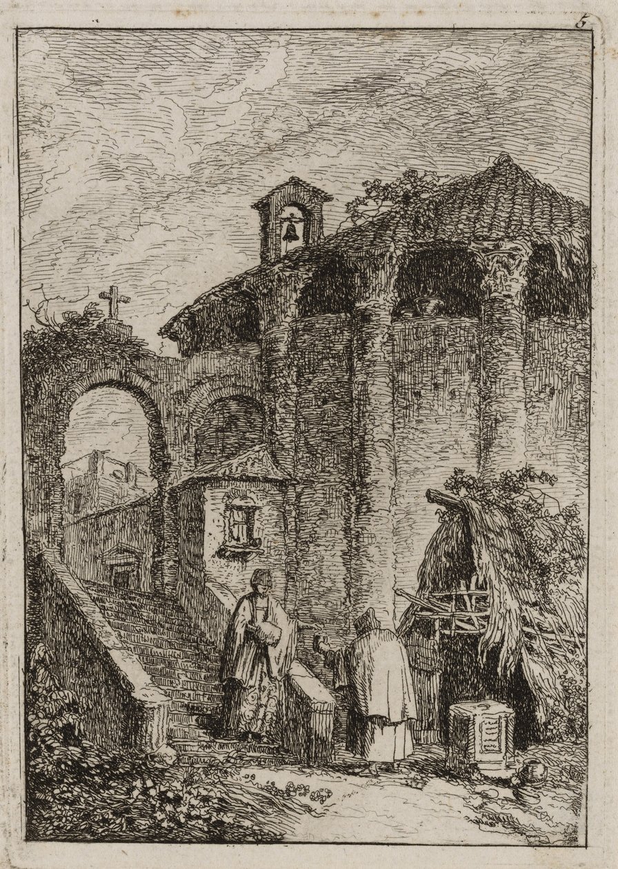 Tallerken fem fra Aftener i Rom af Hubert Robert