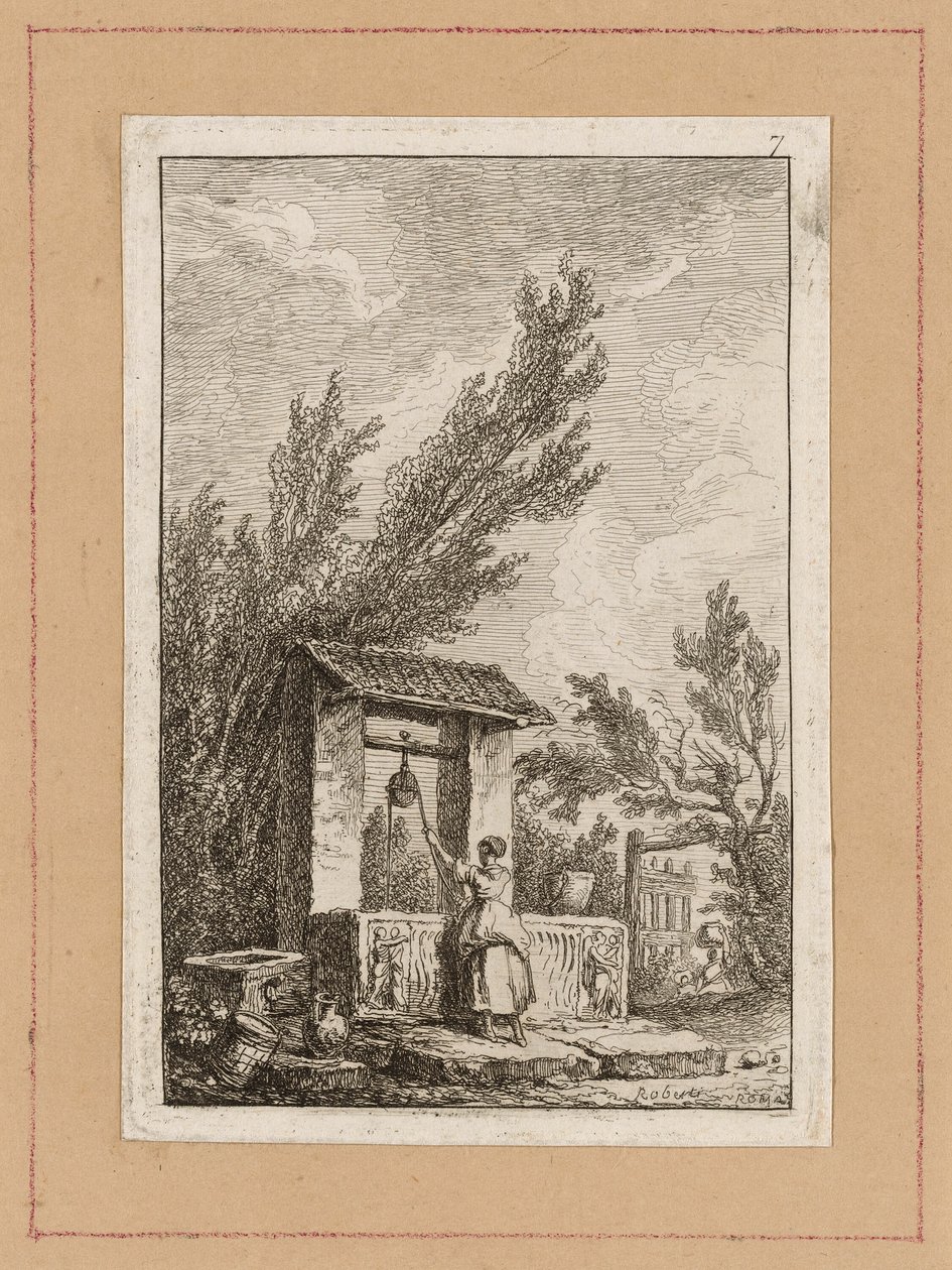 Tallerken syv fra Aftener i Rom af Hubert Robert