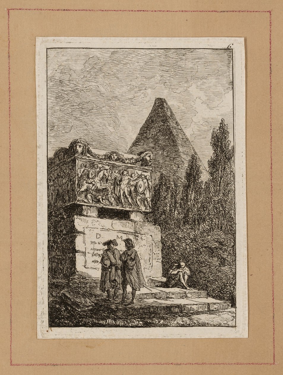 Tallerken seks fra Aftener i Rom af Hubert Robert