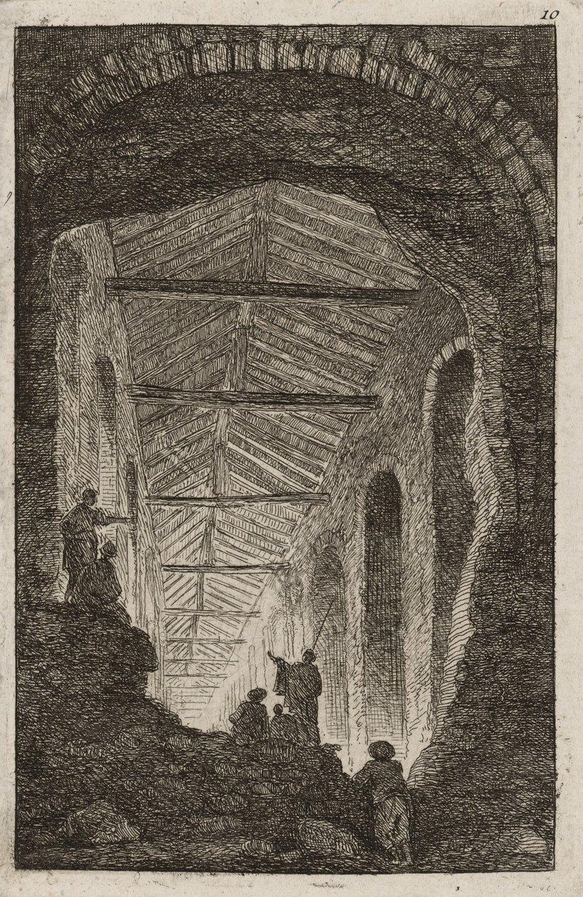 Tavle ti fra aftener i Rom, 1763-64 af Hubert Robert