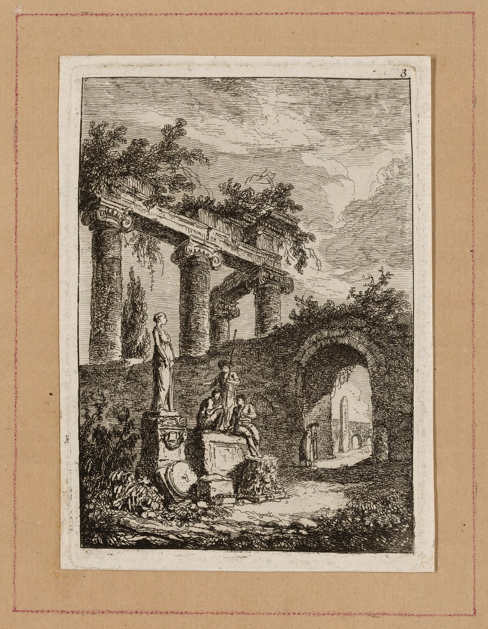 Tavle tre fra Aftener i Rom af Hubert Robert