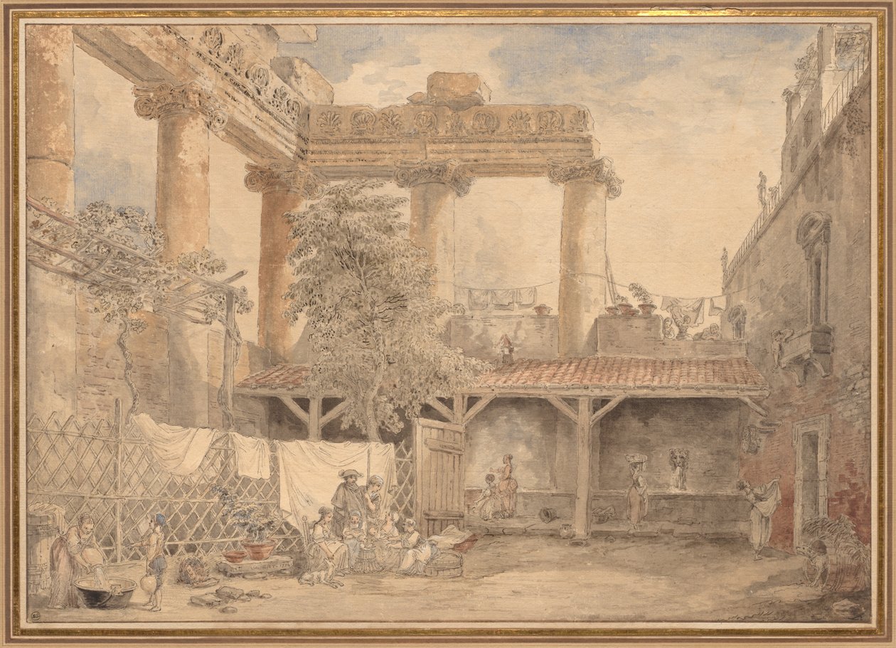 Romerske ruiner, Villa Pamphili af Hubert Robert