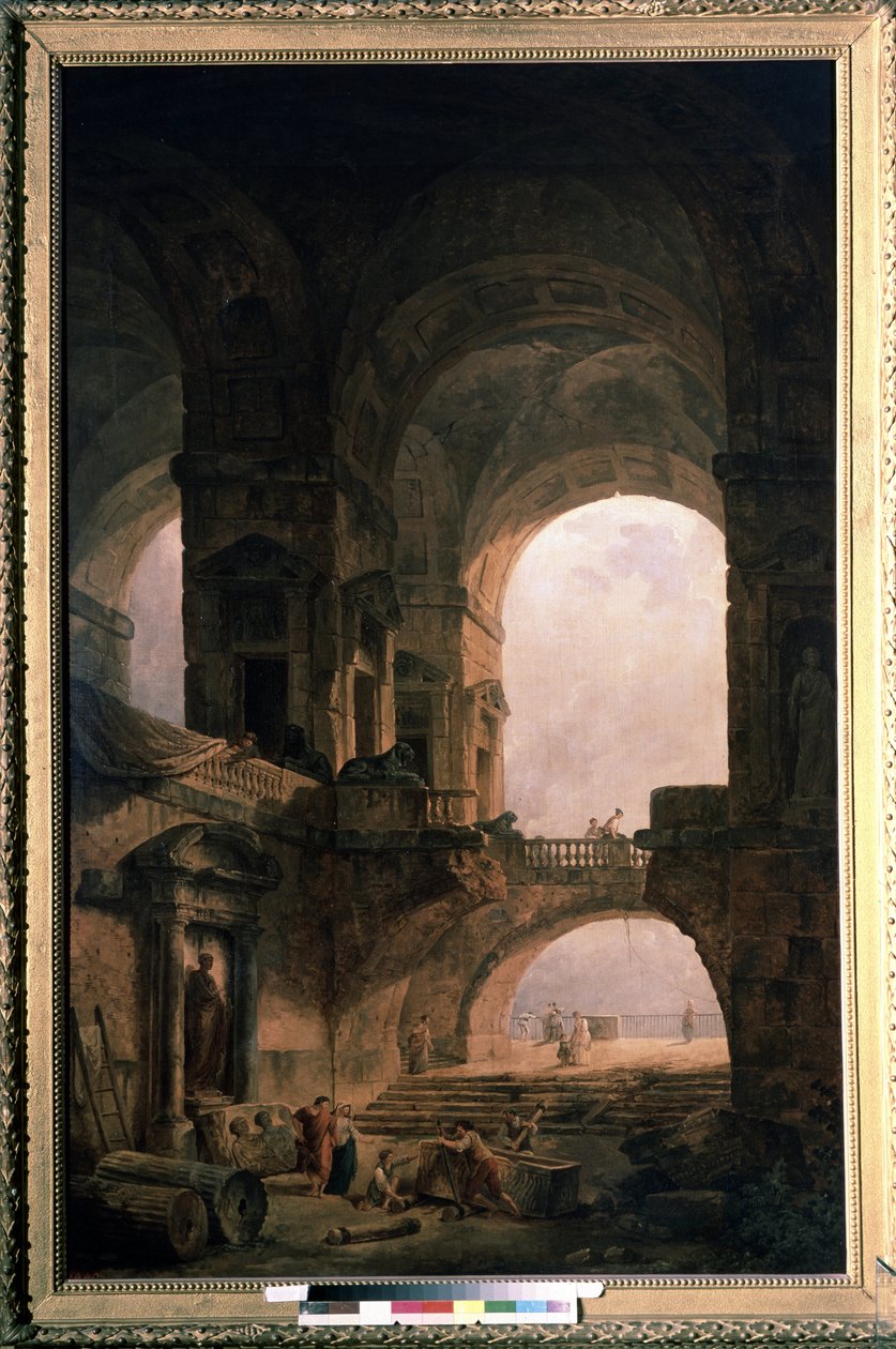 Sarkofag. Maleri af Hubert Robert (1733-1808), olie på lærred af Hubert Robert