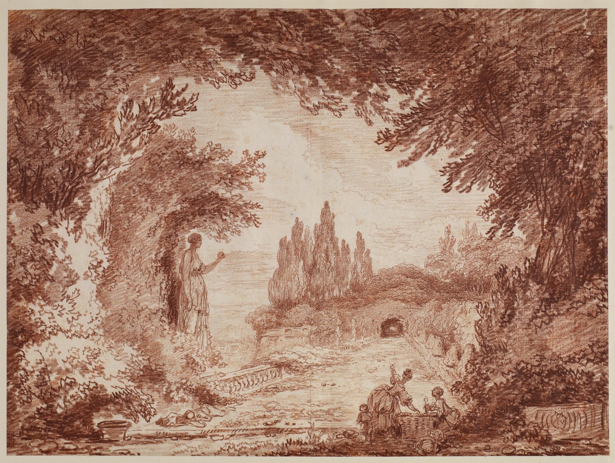 Terrasse i en italiensk have, ca. 1760 af Hubert Robert