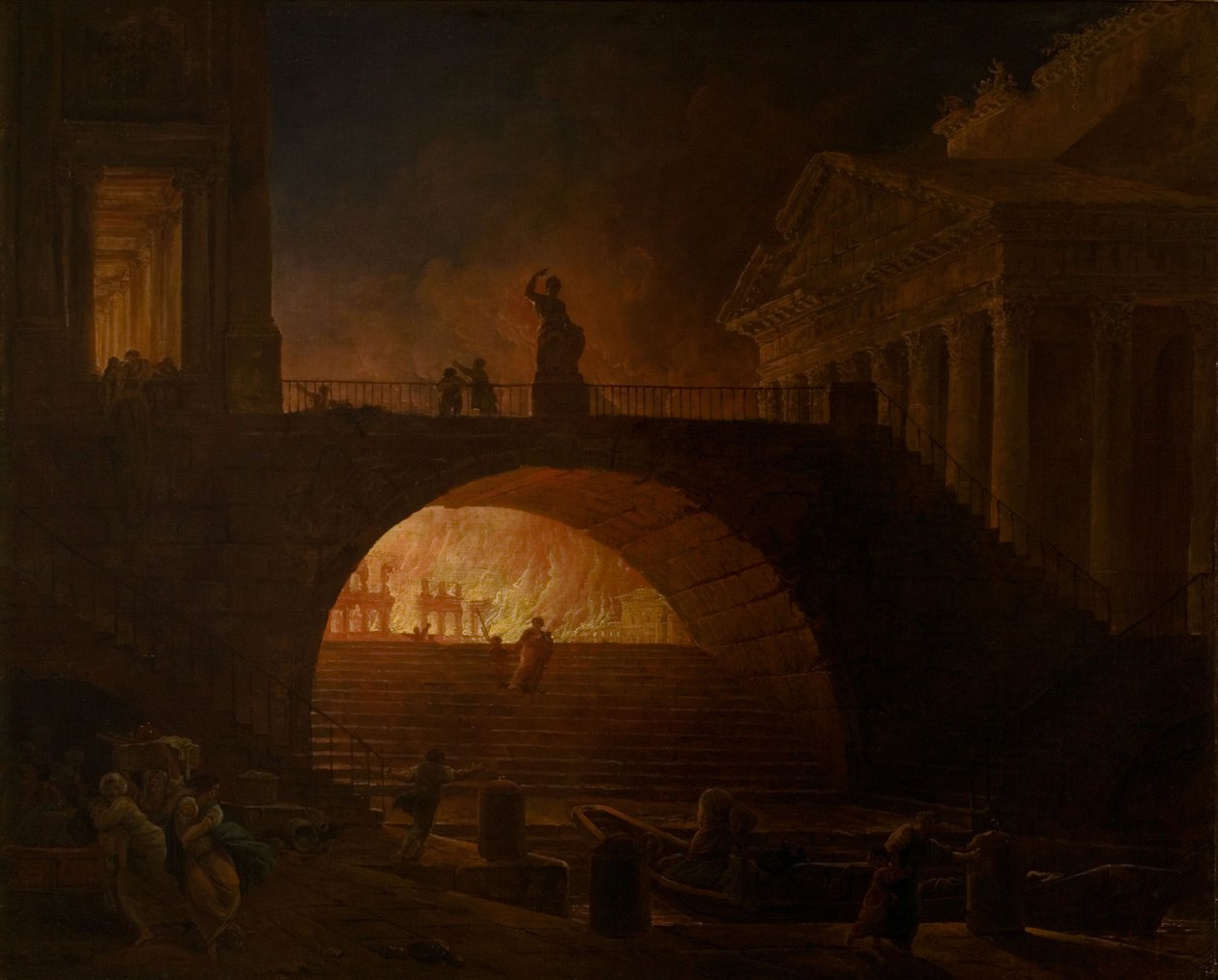 Afbrændingen af Rom af Hubert Robert