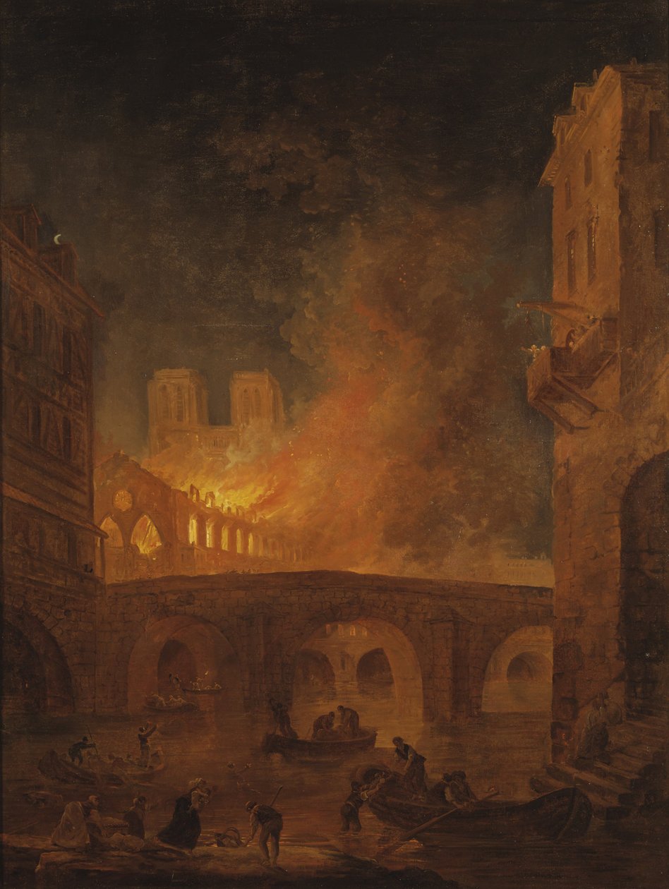 Branden på Hôtel-Dieu i Paris i 1772 af Hubert Robert