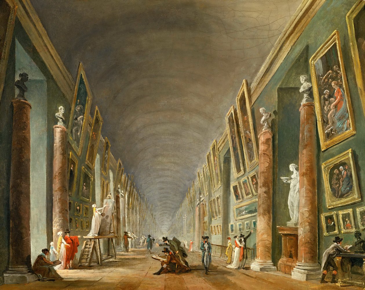 Det store galleri i Louvre af Hubert Robert