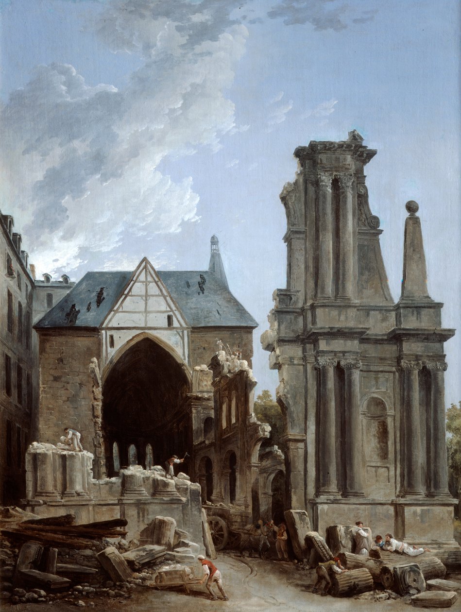 Nedrivningen af Feuillanternes Kirke, 1805 af Hubert Robert