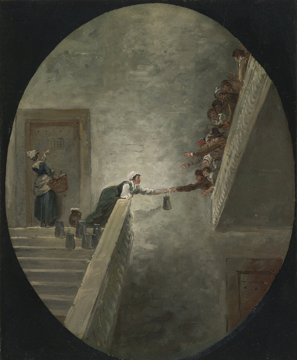 Uddelingen af mælk i Saint-Lazare fængsel, ca 1794 af Hubert Robert