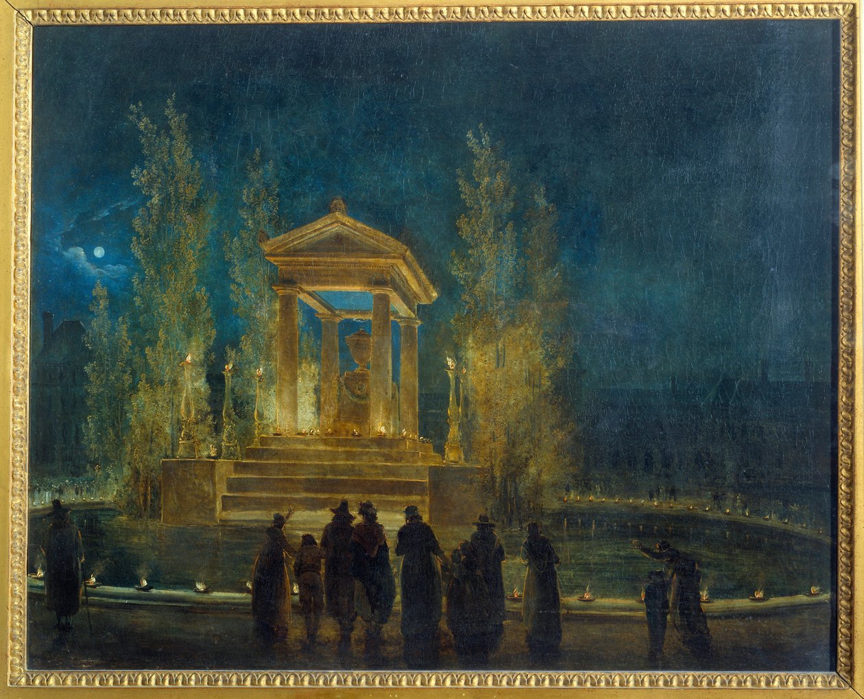 Jean Jacques Rousseaus (1712-1778) midlertidige mausolee i Tuileries-bassinet før oversættelsen af hans aske til Pantheon-maleriet af Hubert Robert (1733-1808) 1794 Søn. 0,65x0,8 m Paris, Musee Carnavalet af Hubert Robert