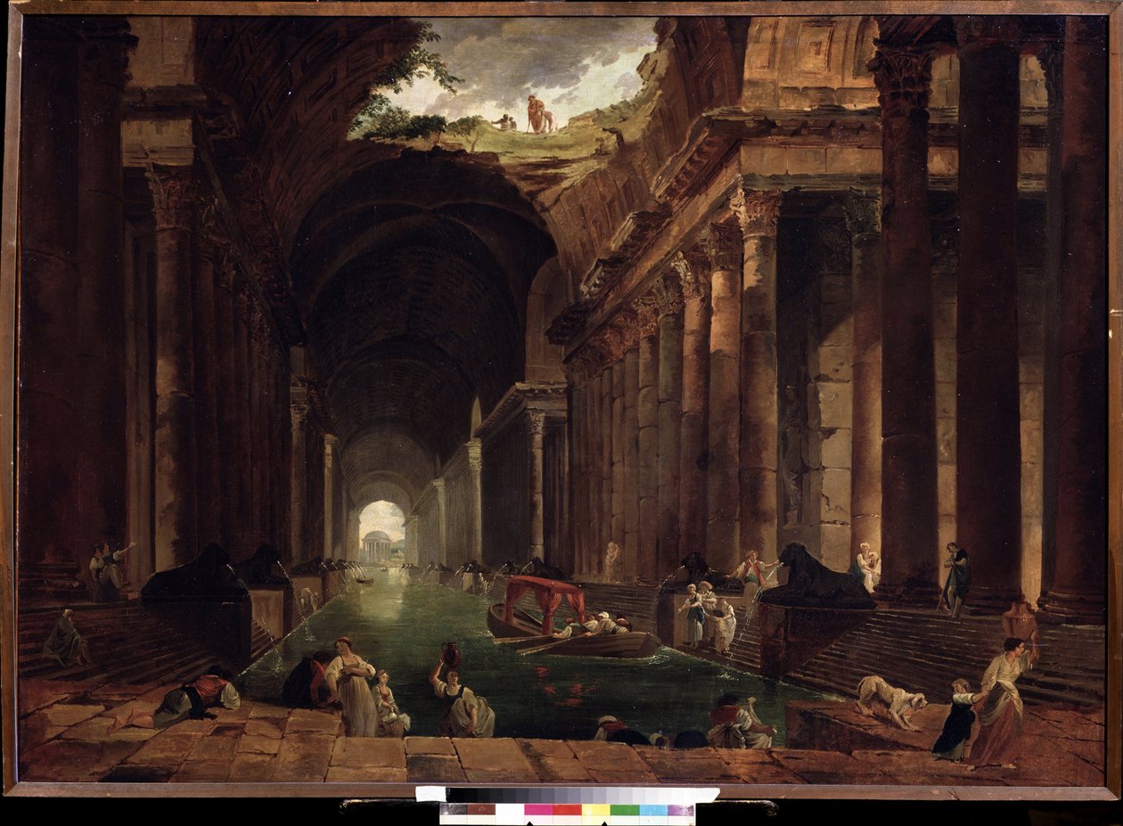 Termiske bade (Thermae). Maleri af Hubert Robert (1733-1808), olie på lærred af Hubert Robert