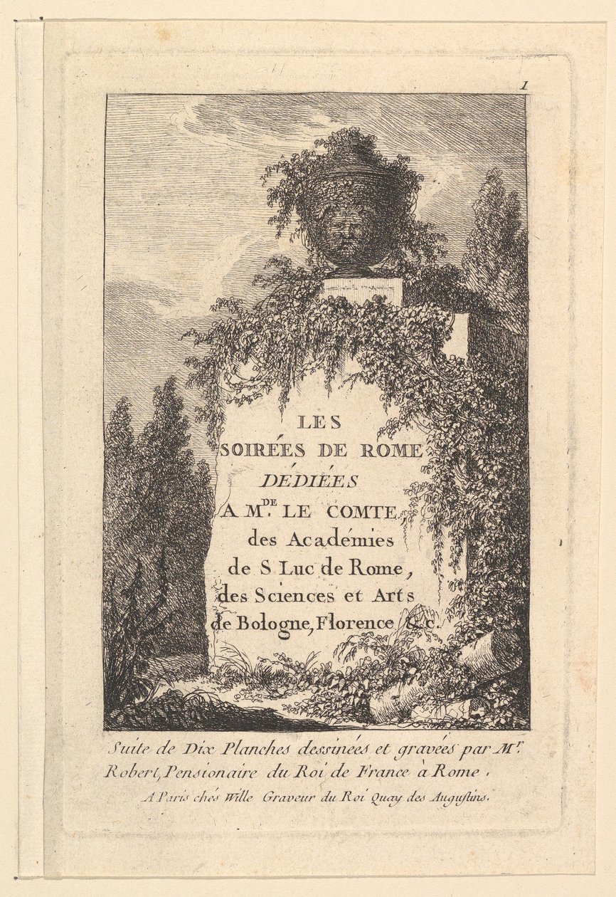 Titel, Aftener i Rom.n.d. af Hubert Robert