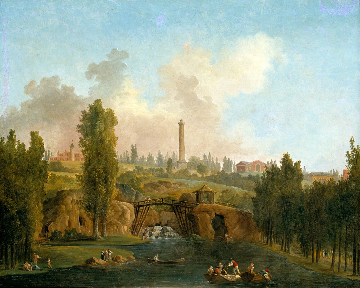 Udsigt over parken i Méréville af Hubert Robert