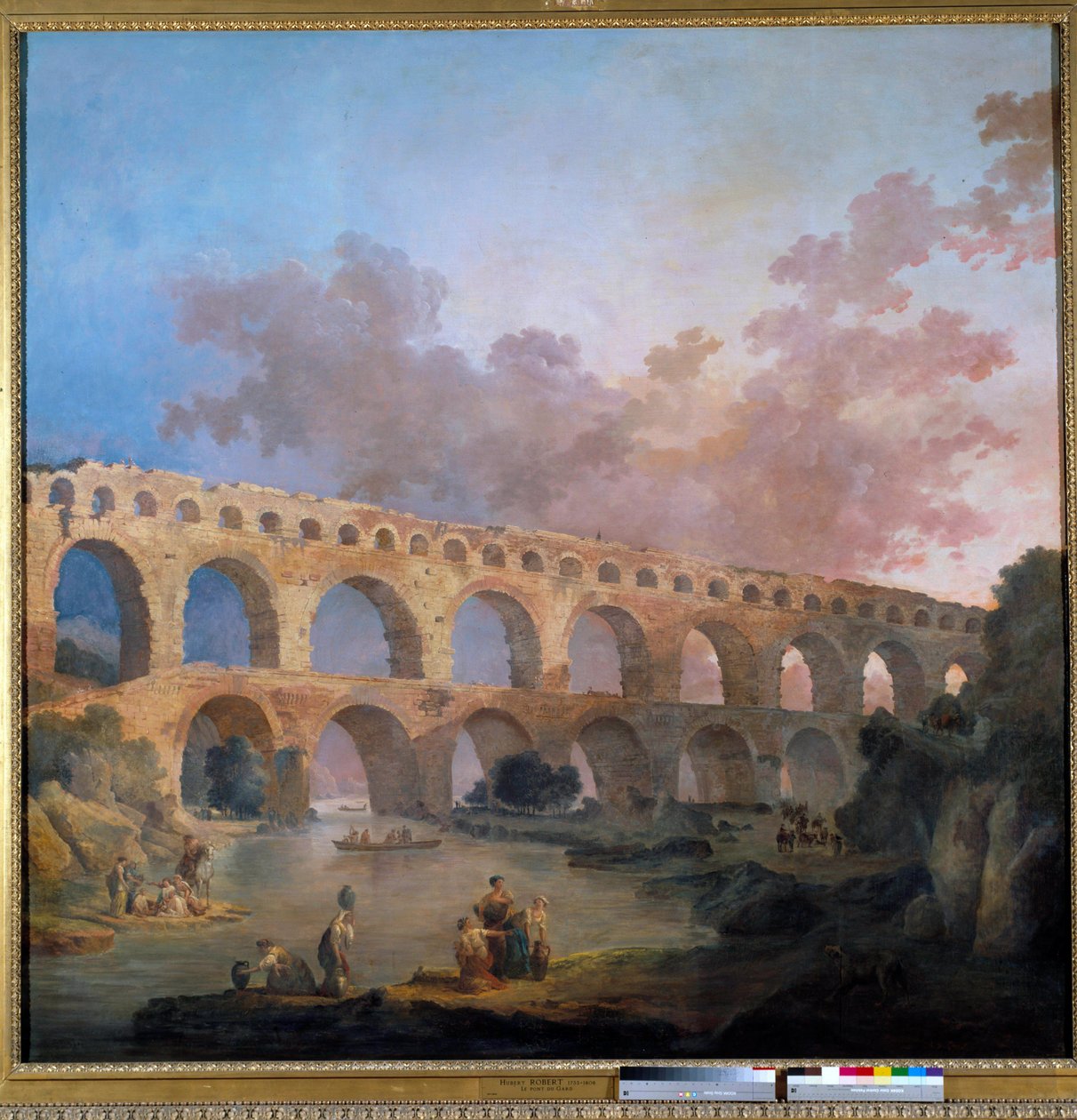 Udsigt over broen du Gard Maleri af Hubert Robert (1733-1808) 1700-tallet søn. 2,42x2,42 m - Udsigt over Pont du Gard (Frankrig). Maleri af Hubert Robert (1733-1808) af Hubert Robert