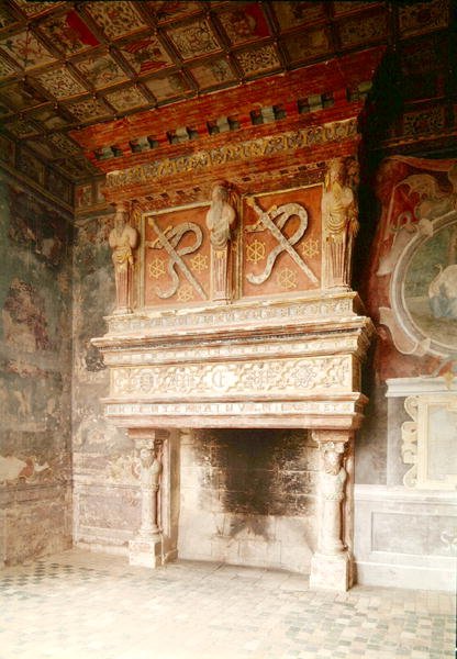 Udsigt til pejsen i Salle des Gardes af Hubert Robert
