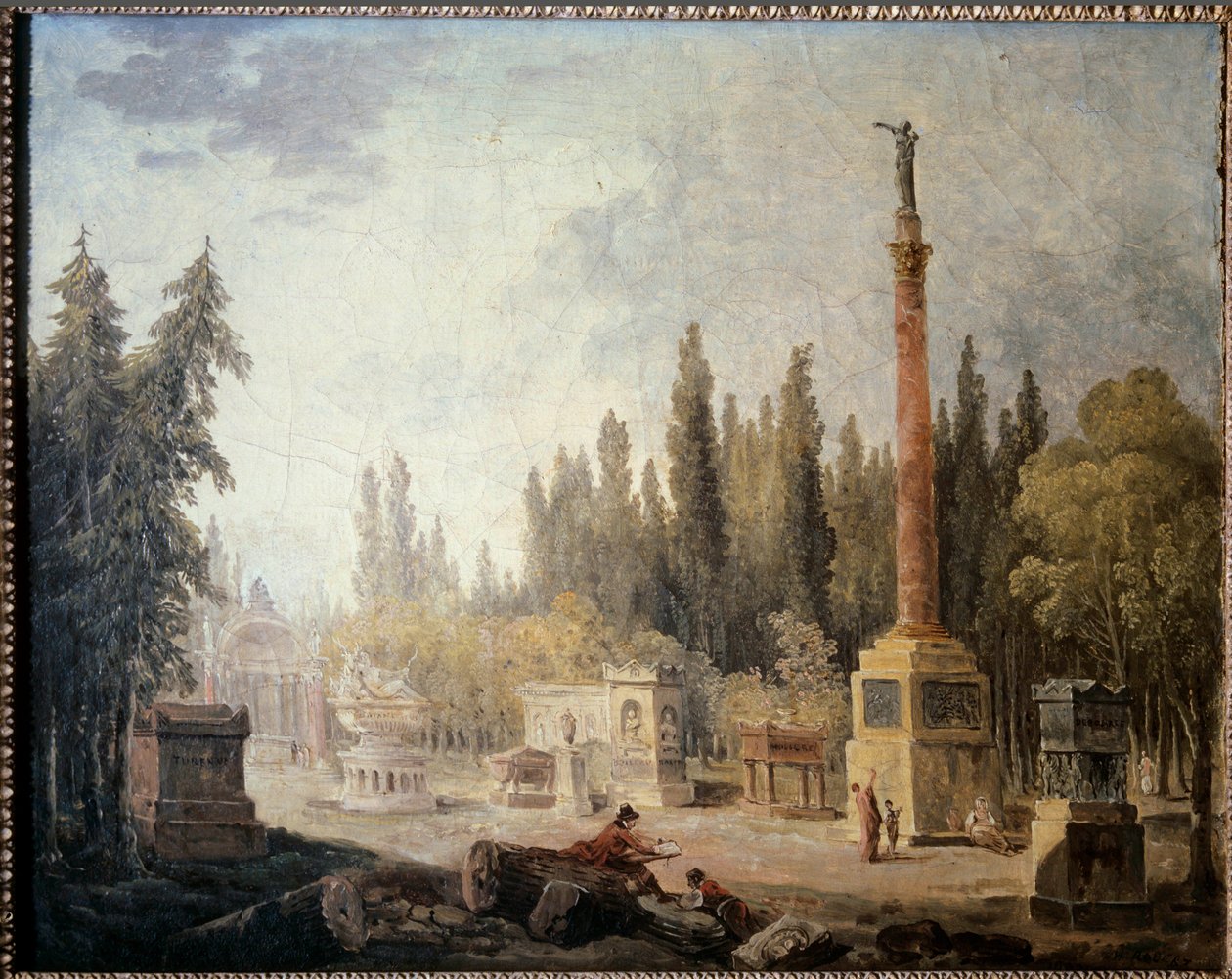 Udsigt over haven til Musee des Monuments Francais Maleri af Hubert Robert (1733-1808) 1700-tallet. Paris, Musée Carnavalet af Hubert Robert