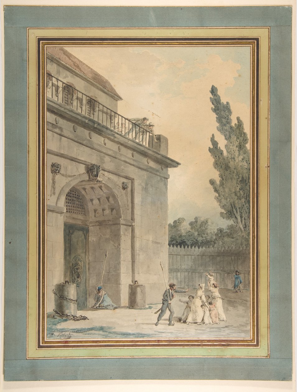 Besøgende, der forlader et fængsel af Hubert Robert