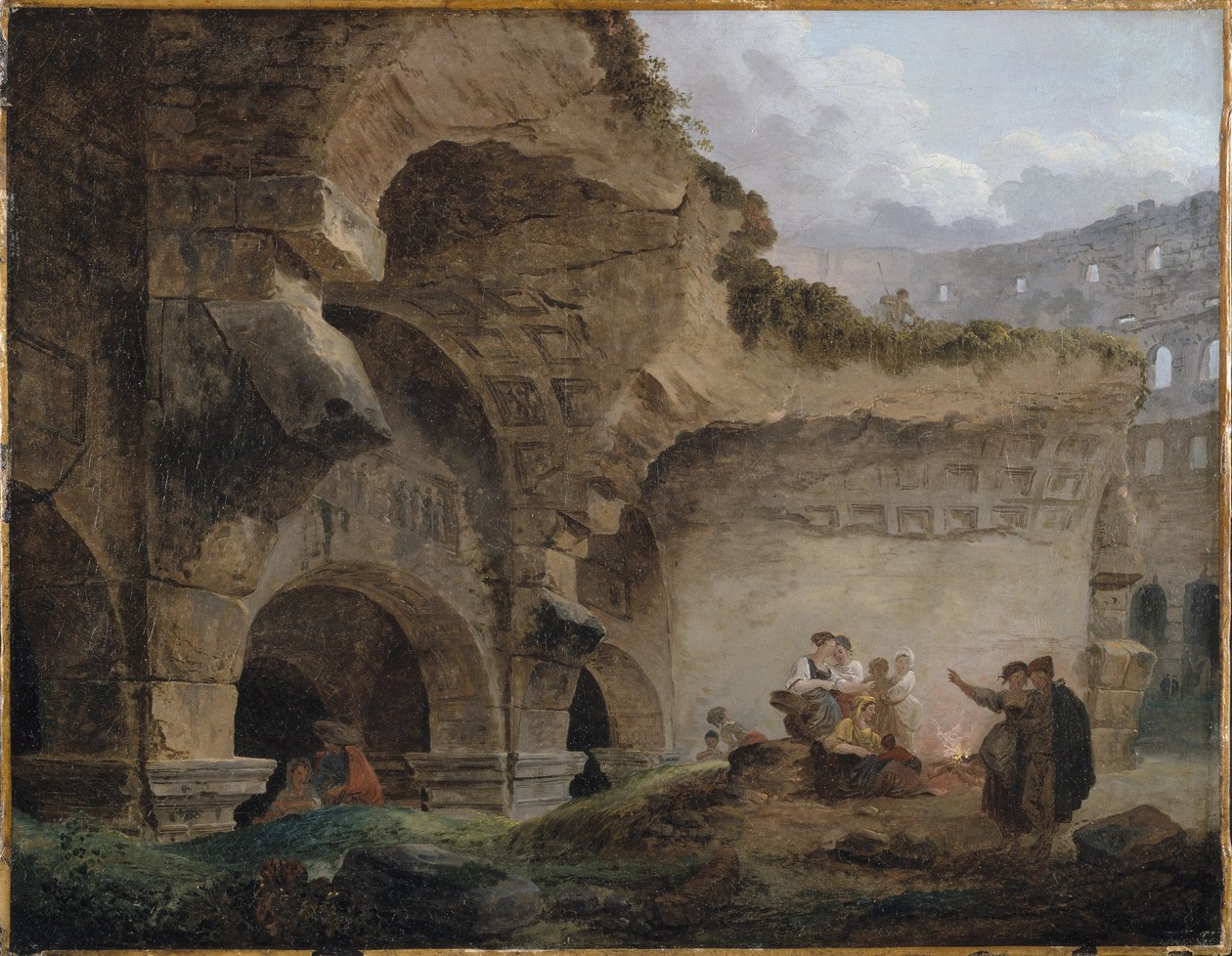 Vaskekvinder i Colosseums ruiner af Hubert Robert