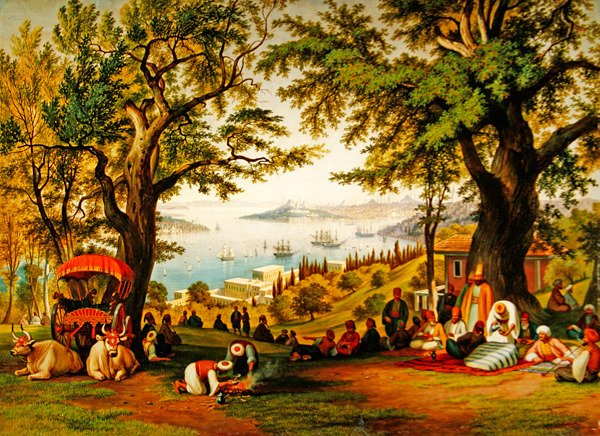 A Gathering Above the Golden Horn (olie på lærred) af Hubert Sattler