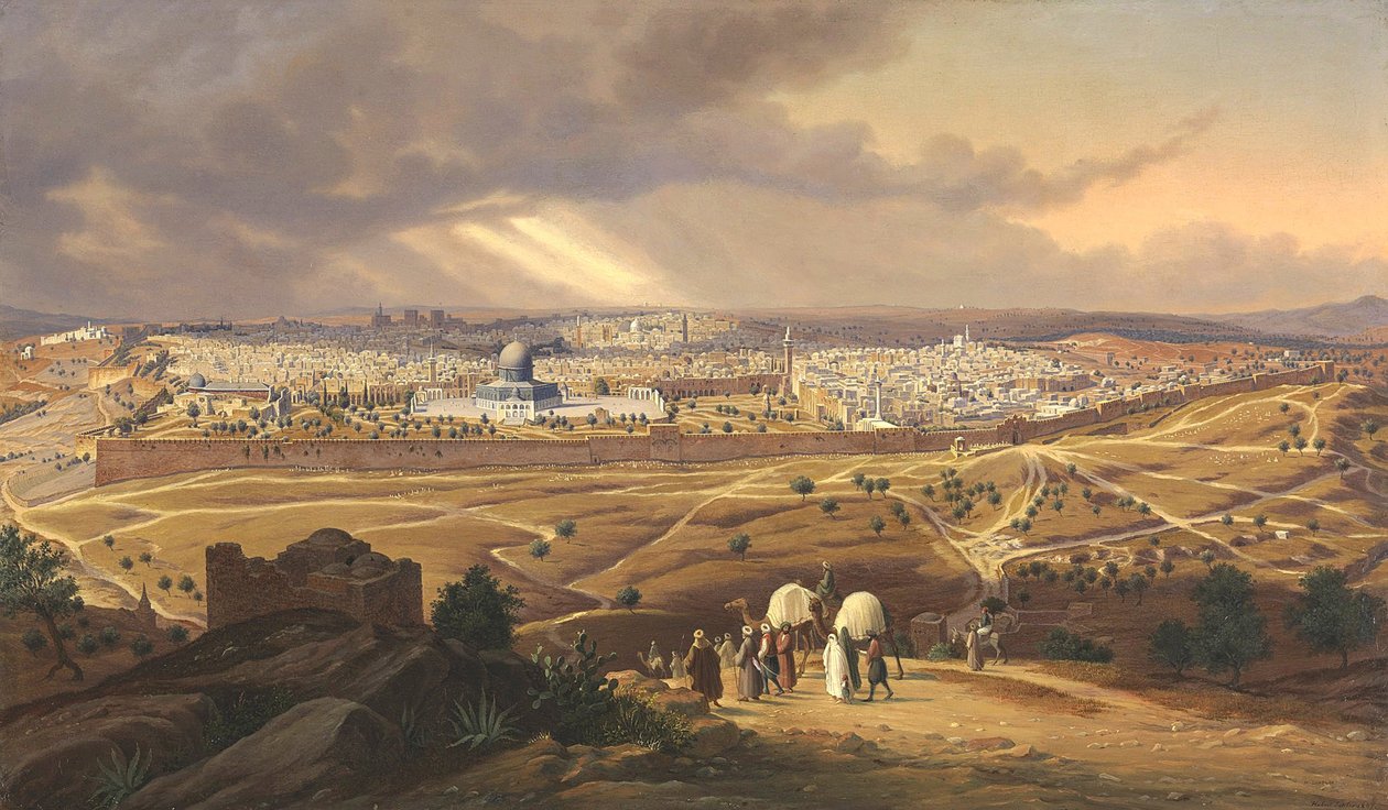 Udsigt over Jerusalem, 1847 af Hubert Sattler