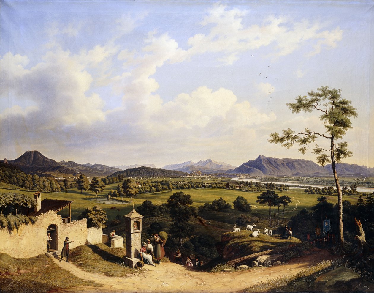 Udsigt over Salzburg; Udsigt over Salzburg, 1847 af Hubert Sattler