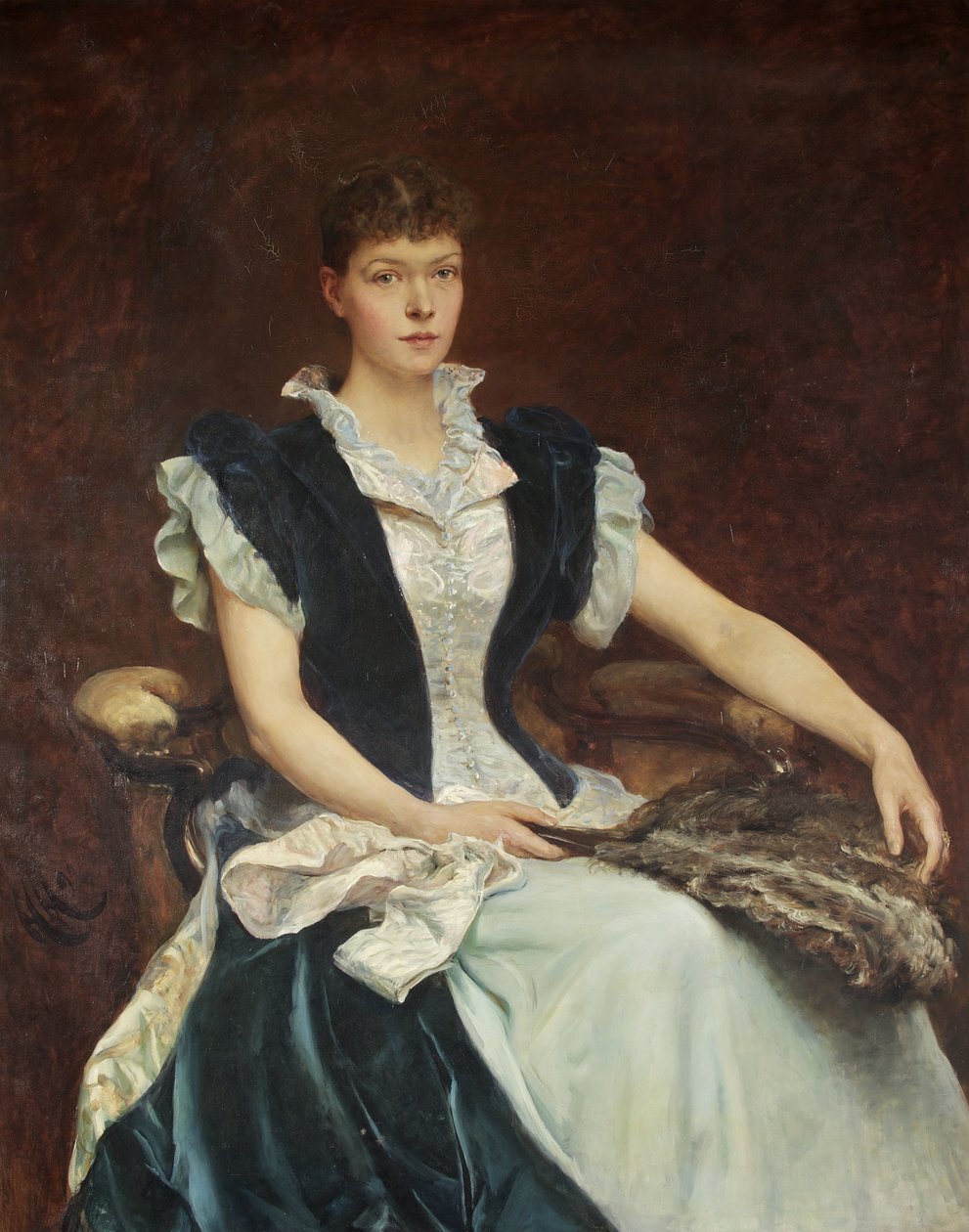 Portræt af fru Walter Derham af Hubert von Herkomer
