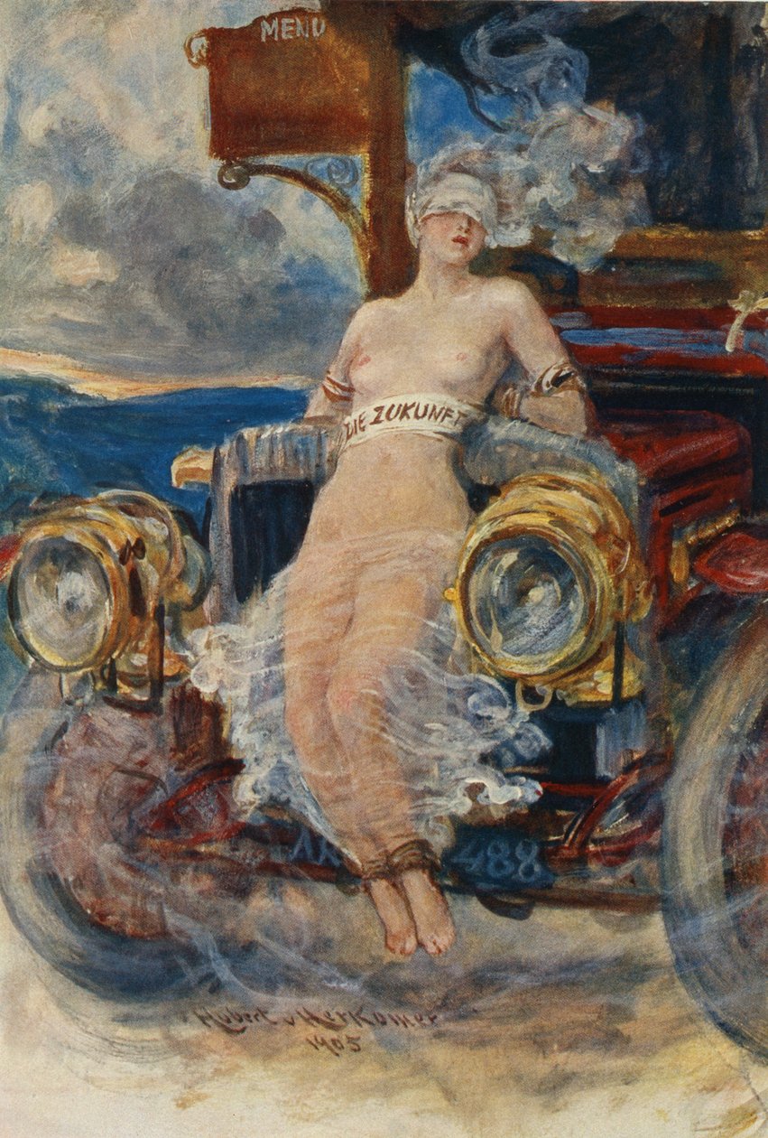 Program for banket, Die Zukunft (Fremtiden), 1905 (fotogravure på menukort) af Hubert von Herkomer