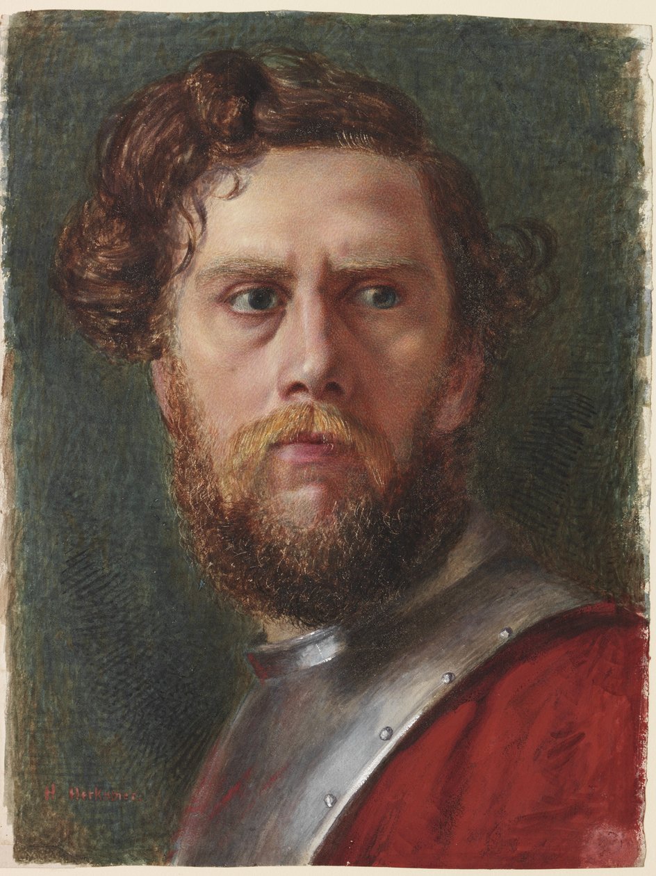 Studie af et hoved (akvarel og kropsfarve på papir) af Hubert von Herkomer