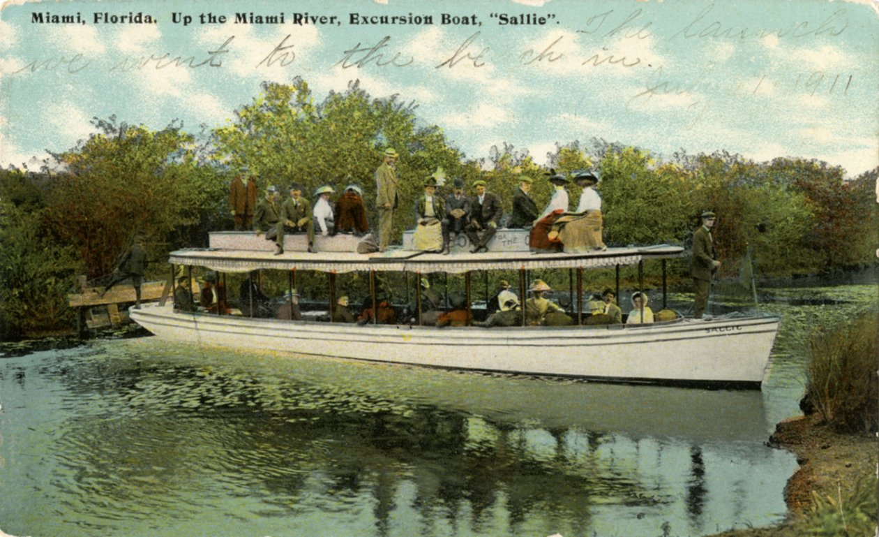 Udflugtsbåden Sallie på Miami River, ca. 1910 af Hugh C. Leighton Co.