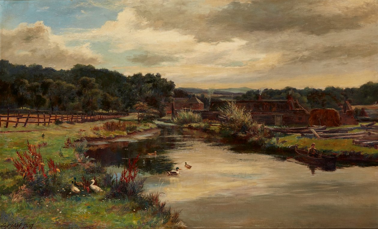 The Mill-Lade, Glen Farg Near Aberfeldy (olie på lærred) af Hugh Allan