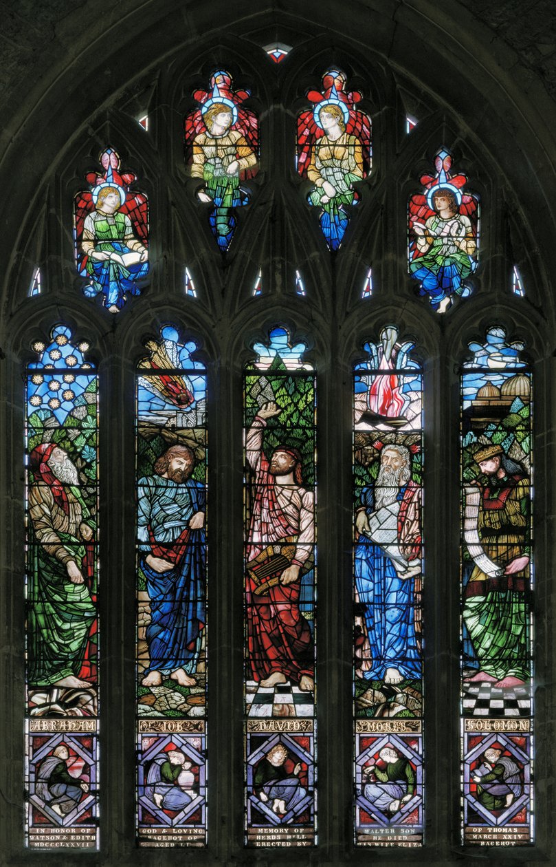Langport, All Saints, Belham & Co, Hugh Arthur Kennedy, Abraham, Job, David, Moses og Salomon, 1879 af Hugh Arthur Kennedy