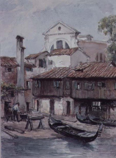 Skibsværft i nærheden af San Trovaso-kirken, Venedig af Hugh Carter