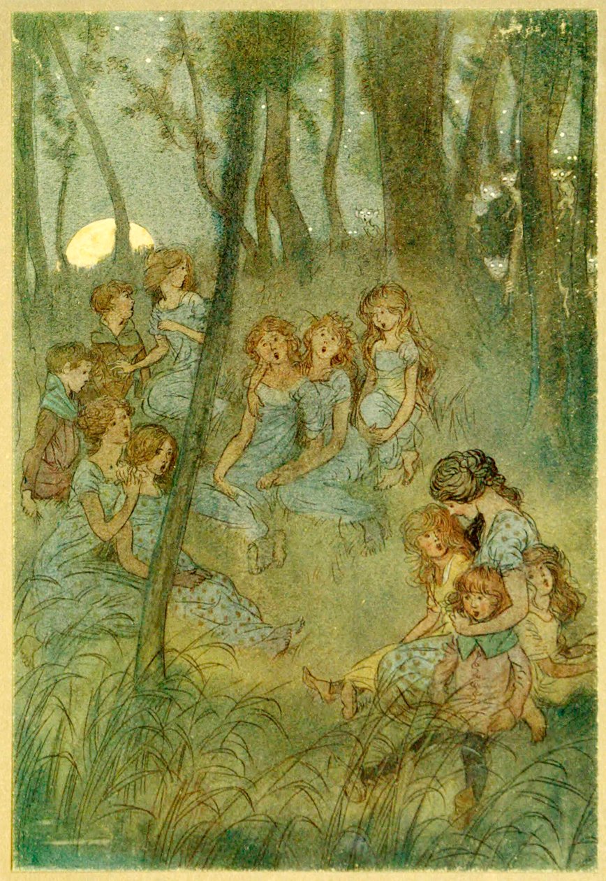 Og natlige engfeer, se du synger, fra The Merry Wives of Windsor, 1910. af Hugh Thomson