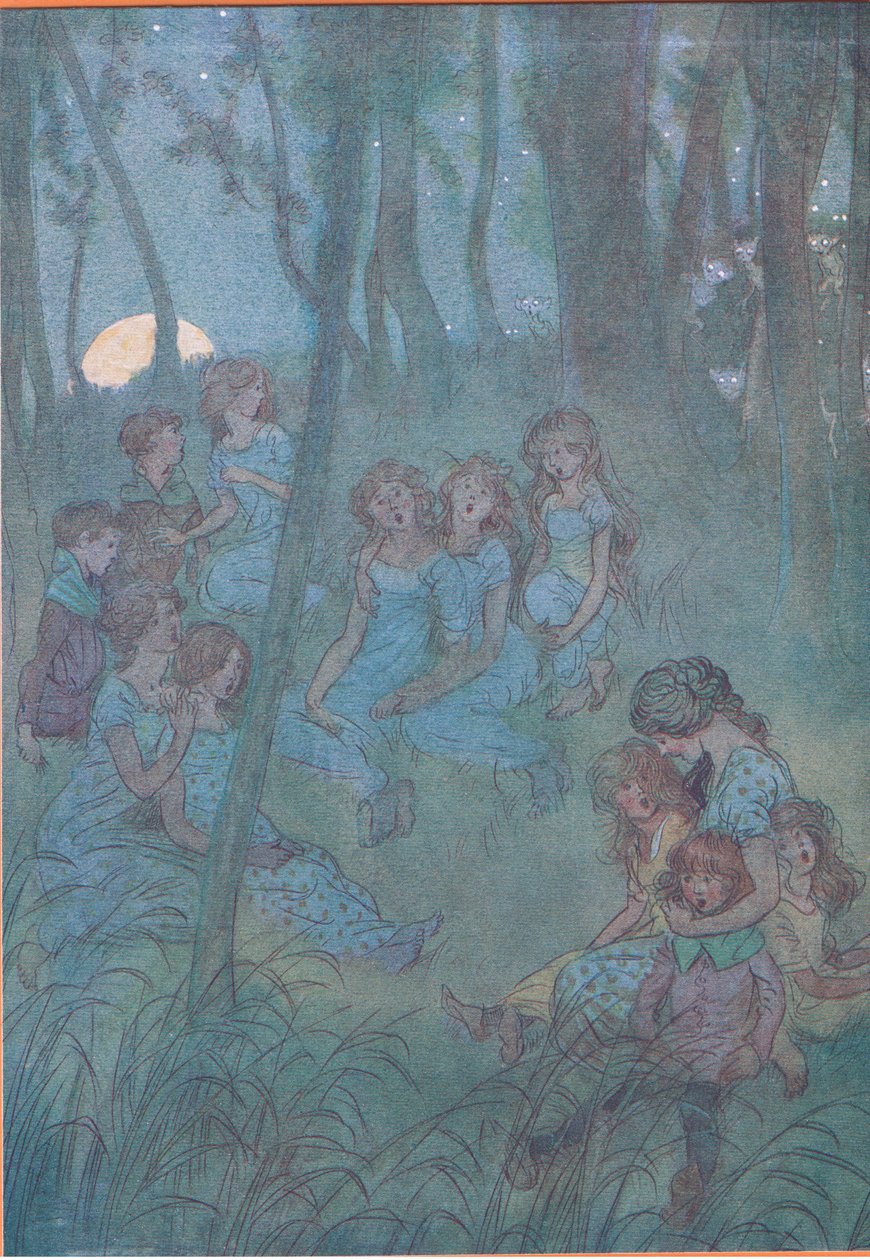 Og natlige engfeer, se du synger, illustration fra The Merry Wives of Windsor, 1910 af Hugh Thomson