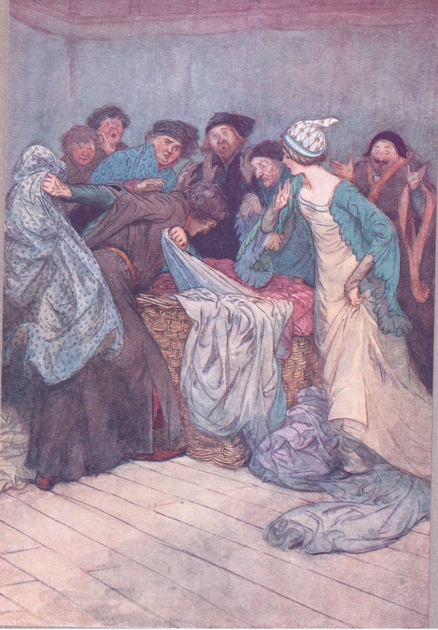 skammer du dig ikke? Lad tøjet være, illustration fra The Merry Wives of Windsor, 1910 af Hugh Thomson