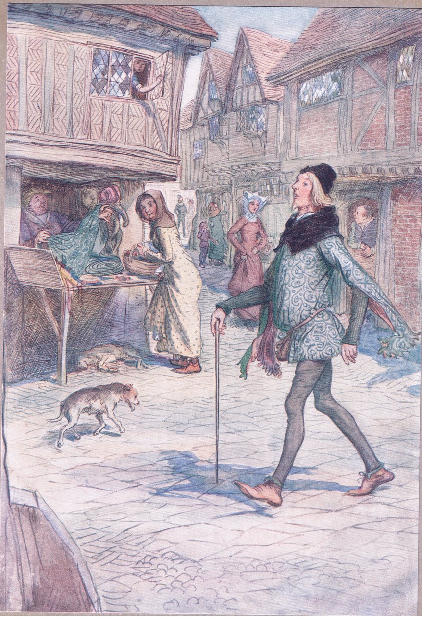Holder han ikke som det var hovedet op? Og struct in his gate?, illustration fra The Merry Wives of Windsor, 1910 af Hugh Thomson