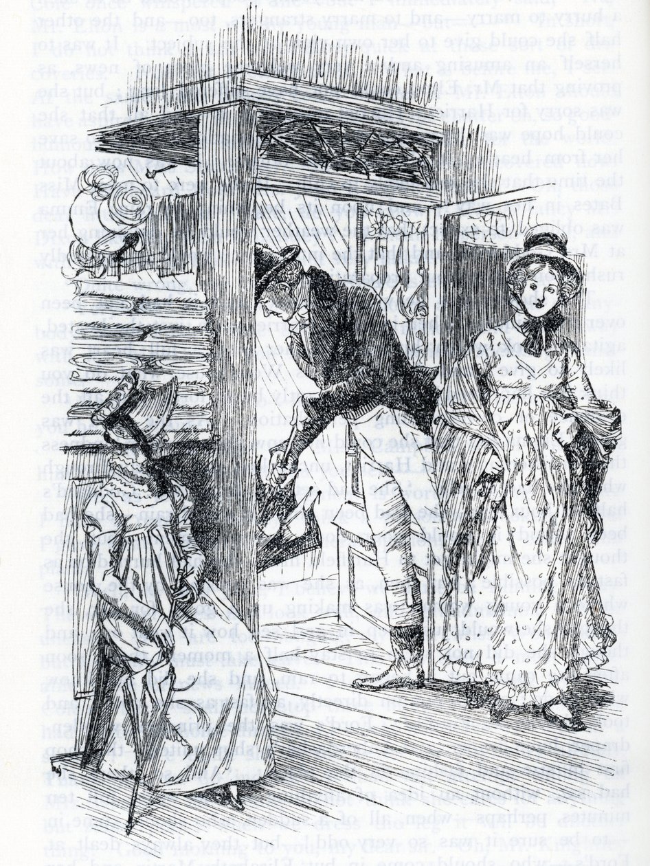 "Emma forklarer, at hun er den, der arrangerer brylluppet mellem Miss Taylor og Mr Weston" (illustration) af Hugh Thomson