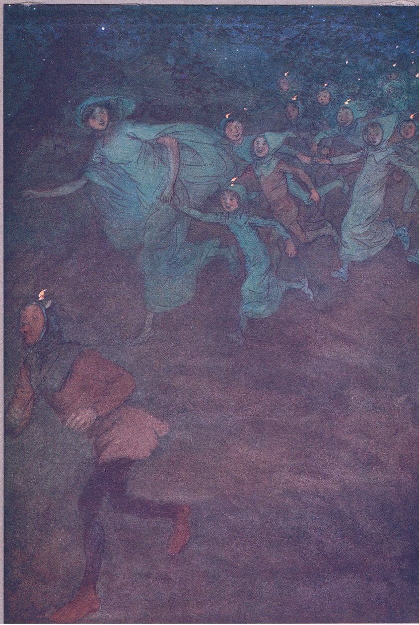Indtast Sir Hugh Evans, Anne Page og de andre, illustration fra The Merry Wives of Windsor, 1910 af Hugh Thomson