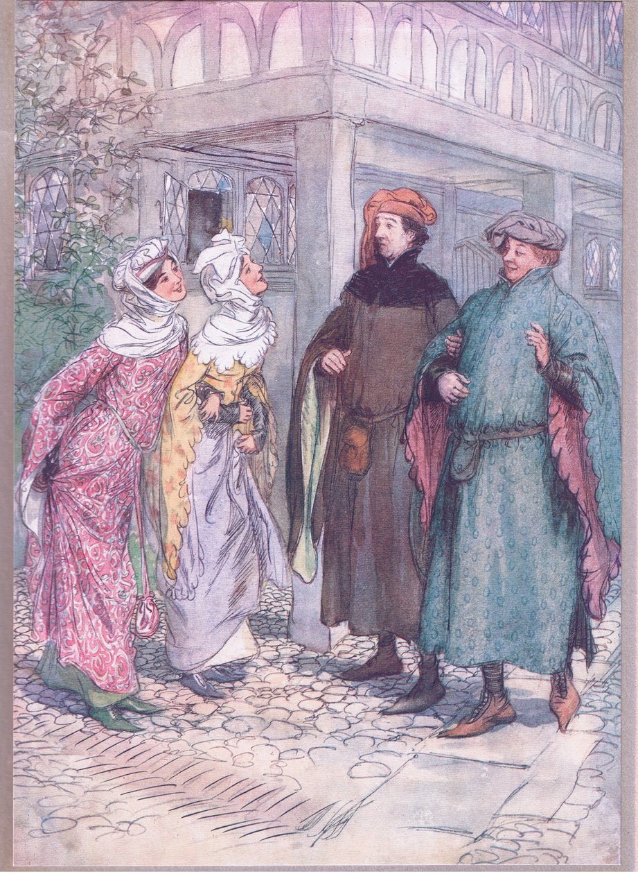Hvordan nu, søde Frank! Hvorfor er du melankolsk? , illustration fra The Merry Wives of Windsor, 1910 af Hugh Thomson
