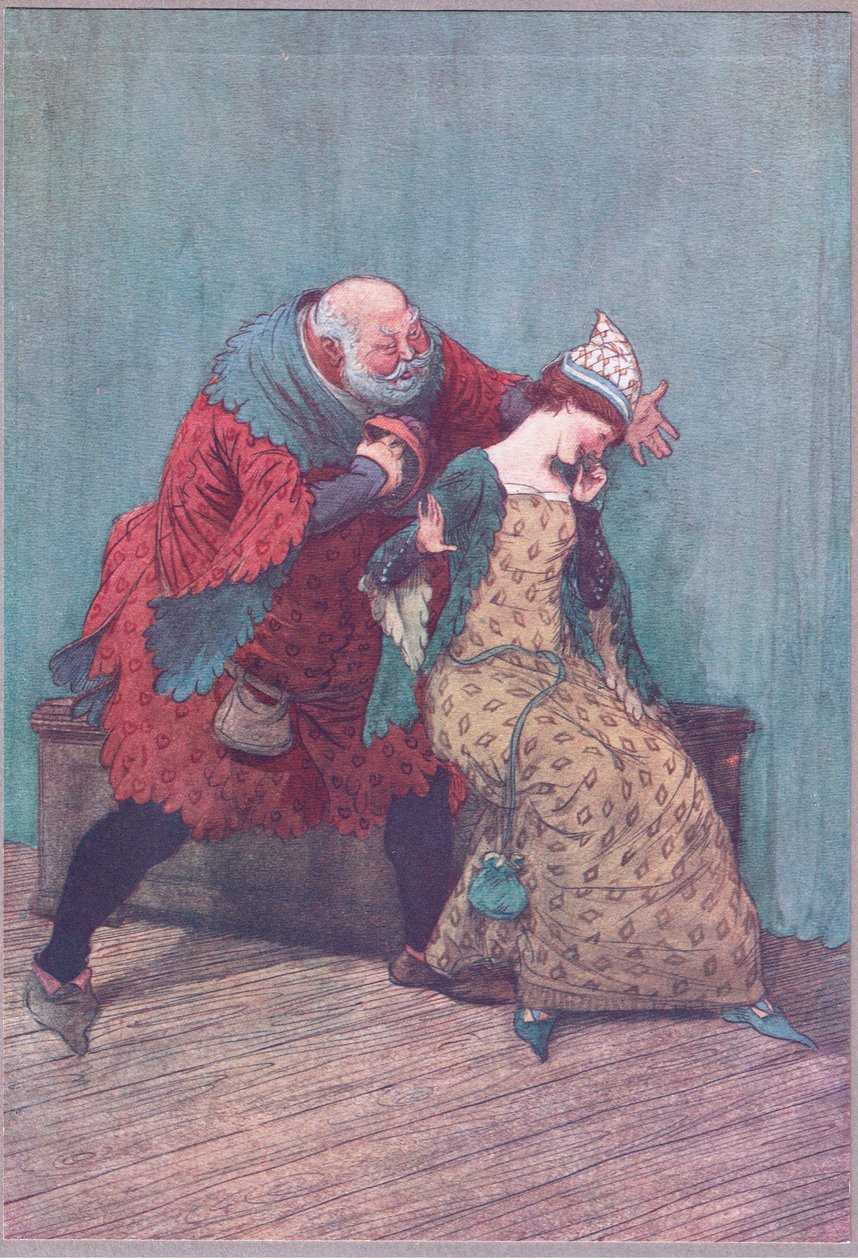 Jeg kan ikke tandhjul, og de siger, du er det og det, som mange af disse lippende tjørnknopper, illustration fra The Merry Wives of Windsor, 1910 af Hugh Thomson