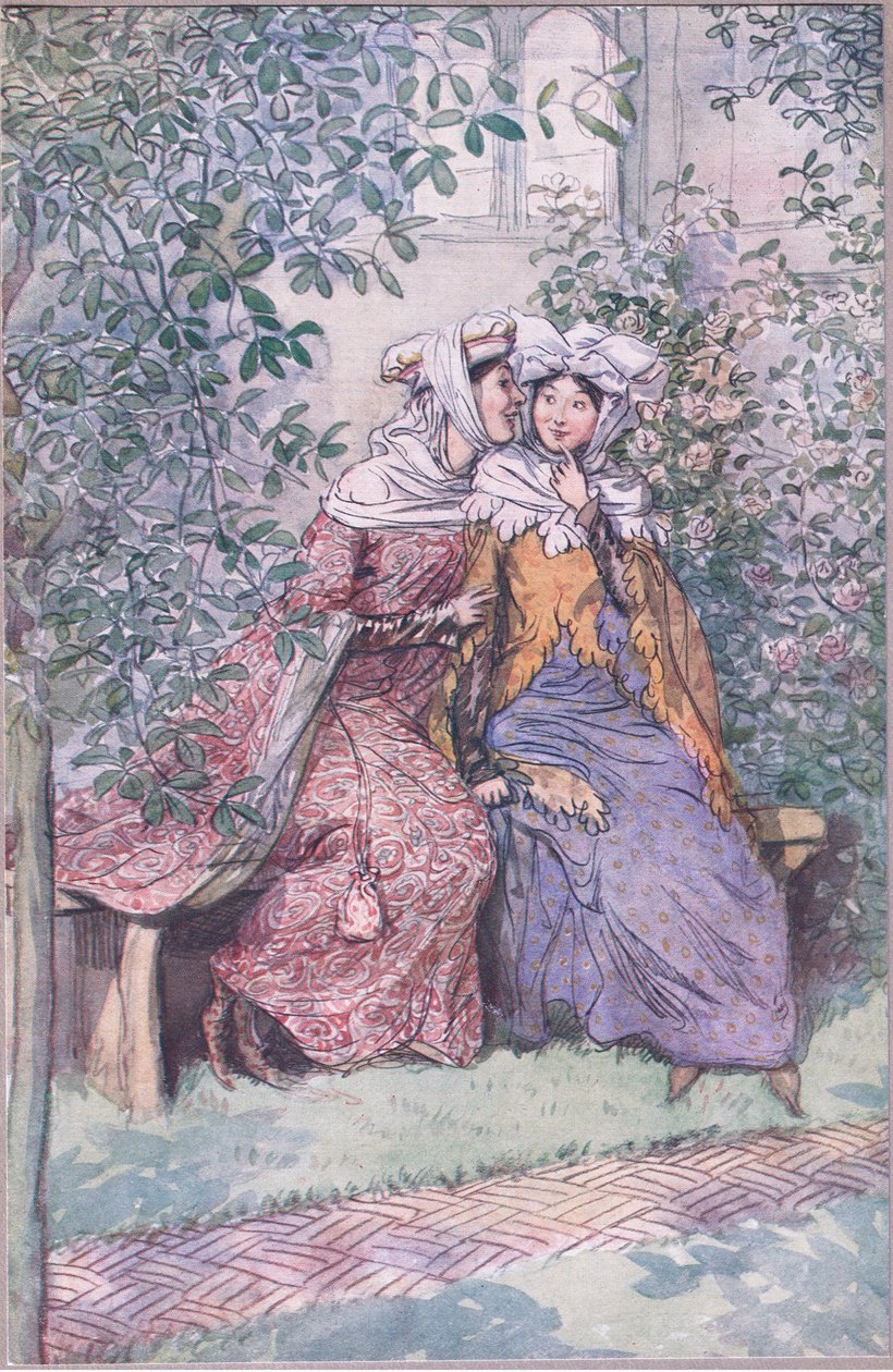 Lad os rådføre os med denne fedtede ridder, illustration fra The Merry Wives of Windsor, 1910 af Hugh Thomson